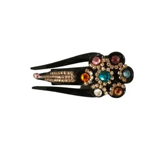 Multi-coloured crystal hair clip